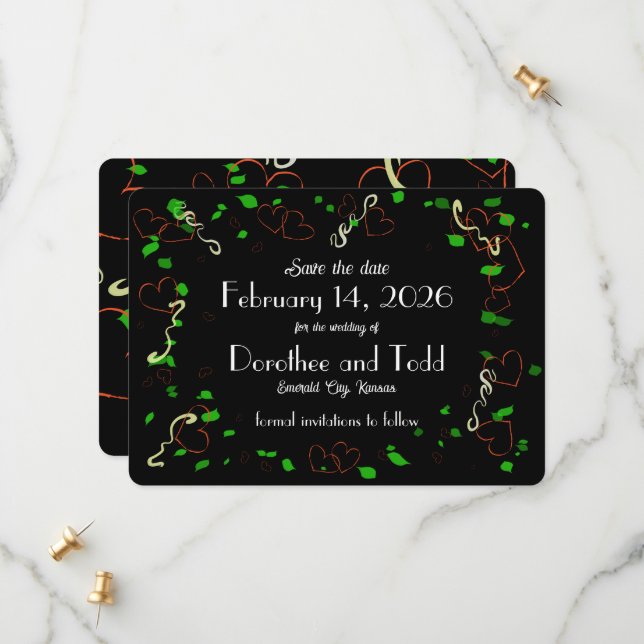 Whimsical Love Saves the Date Invitation (Devant/Arrière en situation)