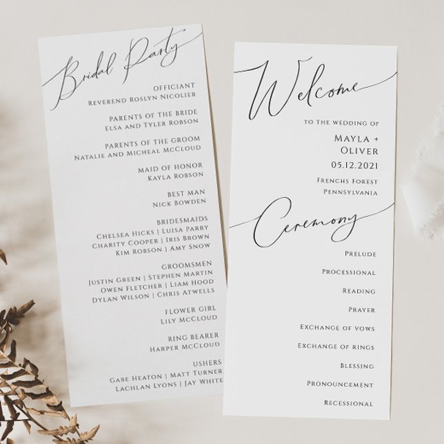 Whimsical Minimalist Programme de mariage de scrip (Créateur téléchargé)