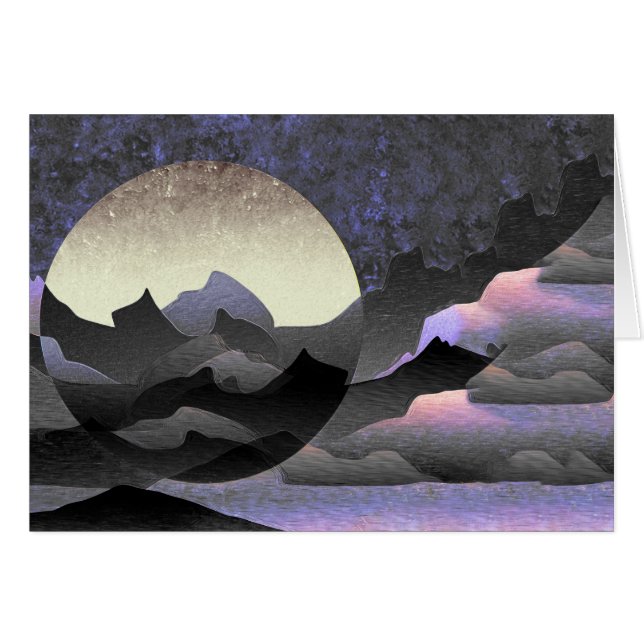Whimsical Moon and Mountains Abstract Art (Devant horizontal)