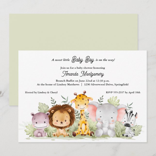 Whimsical Moon et Stars Baby Shower Invitations (Devant / Derrière)