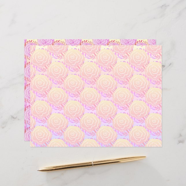 Whimsical Panted Roses Pastel (Devant/Arrière en situation)