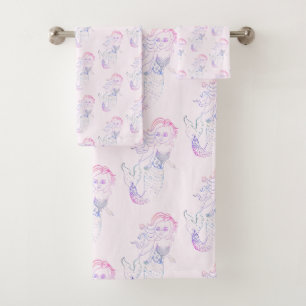Whimsical Pastel rose Sirène Motif Imprimer