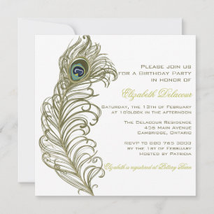 Whimsical Peacock Feather Anniversaire Invitation