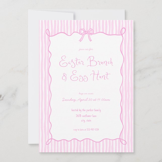 Whimsical Pink Brunch & Egg Hunt Invitation (Devant)