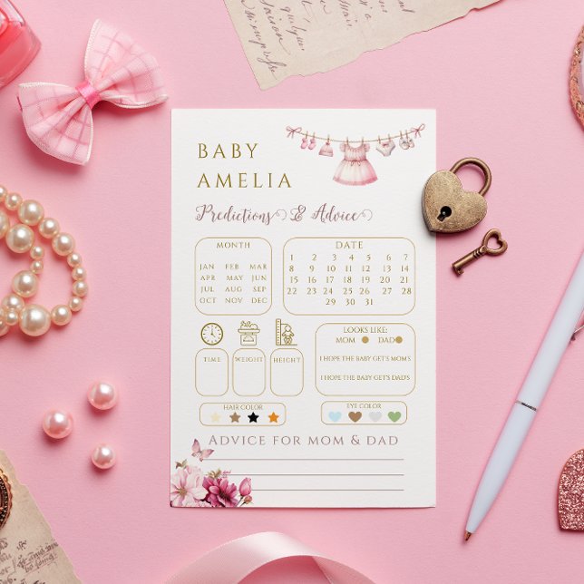 Whimsical Pink Classic Baby Predictions Conseils (Créateur téléchargé)