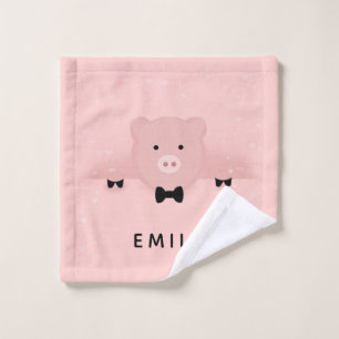 Whimsical pink pig cute Farm Animal