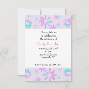 Whimsical Purple Floral Invitation Anniversaire