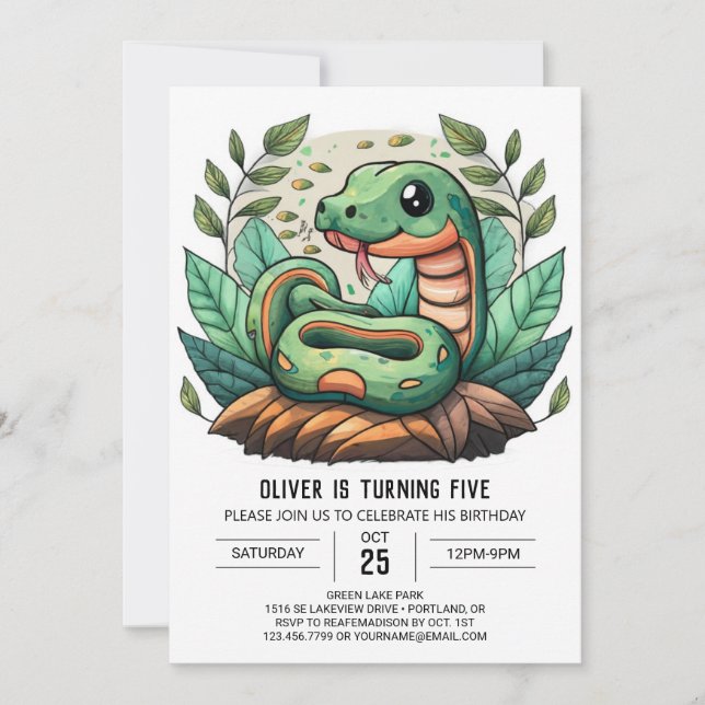 Whimsical Python Invitation d'anniversaire (Devant)