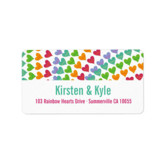 Whimsical Rainbow Hearts arrose Étiquette de adres