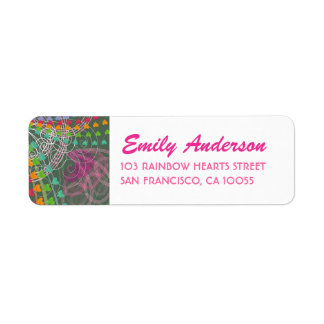 Whimsical Rainbow Hearts Étiquettes de tourbillons