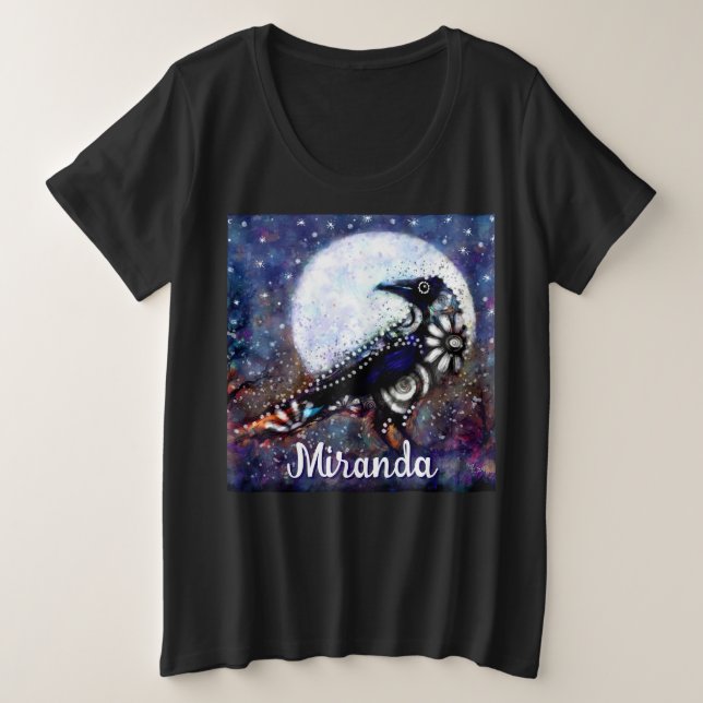 Whimsical Raven Moon Floral Abstrait Personnalisé (Design devant)