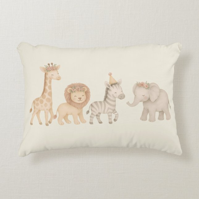 Whimsical Safari Animal Nursery Accent Coussin (Devant)
