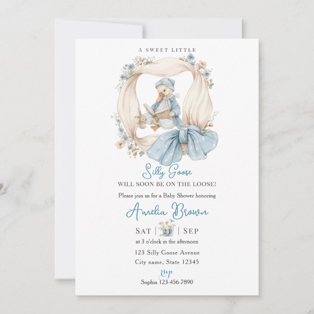 Whimsical Silly Goose Baby Shower Invitation (Devant)
