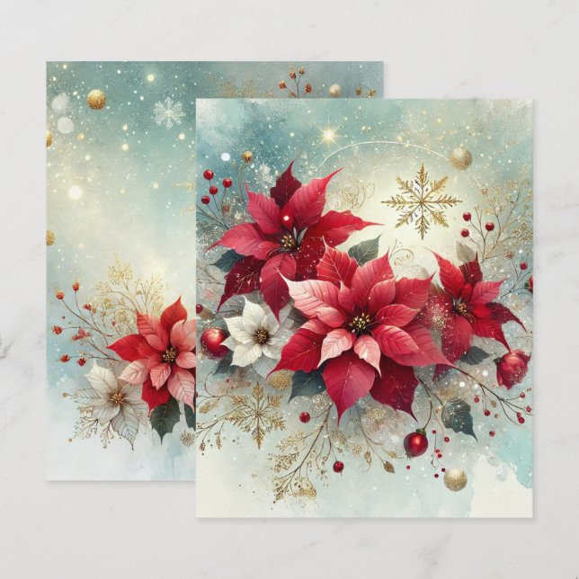 Whimsical Snowy Poinsettia - Scrapbook de Noël (Devant / Derrière)
