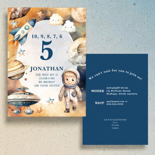 Whimsical Space Personalized Birthday Invitation (Créateur téléchargé)