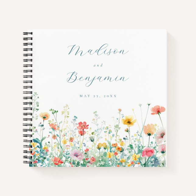 Whimsical Spring Fleur sauvage Mariage livre d'hôt (Devant)
