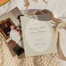 Whimsical Stripe Green Wedding Invitation