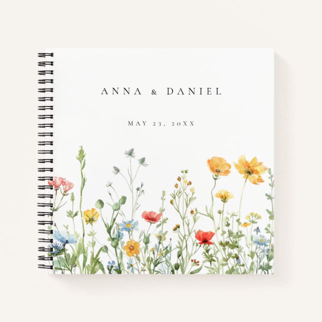 Whimsical Summer Floral Mariage Livre d'invité (Devant)