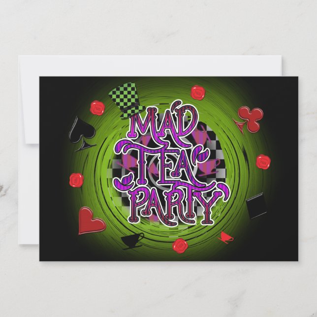 Whimsical Swirl MAD TEA Party Invitation (Devant)