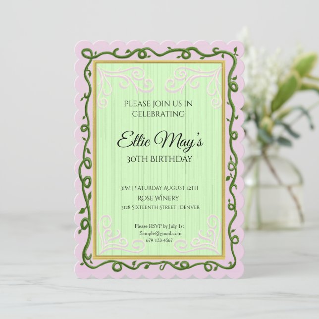 Whimsical Vine Birthday Invitation (Debout devant)