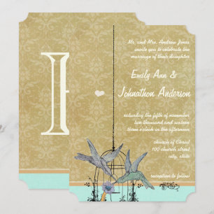 Whimsical Vintage Bird Cage Invitations de mariage