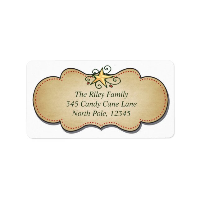 Whimsical Vintage Christmas Star Étiquette de adre (Devant)