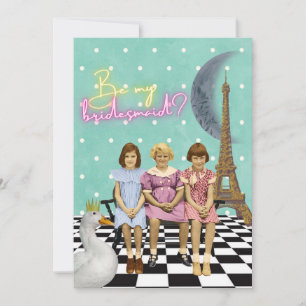 Whimsical Vintage Girls Bridesmaid personnalisable