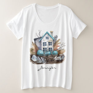 Whimsical Watercolor Birds Nest Fairytale House