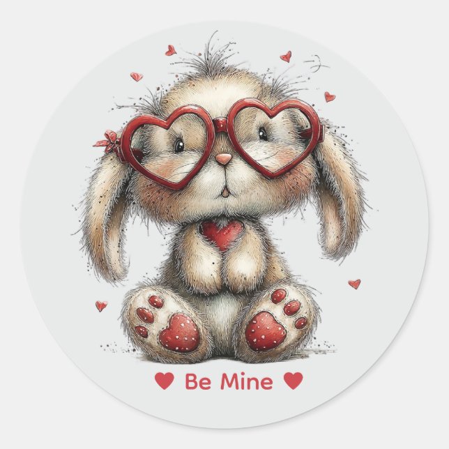 Whimsical Watercolor Bunny Love Sticker (Devant)