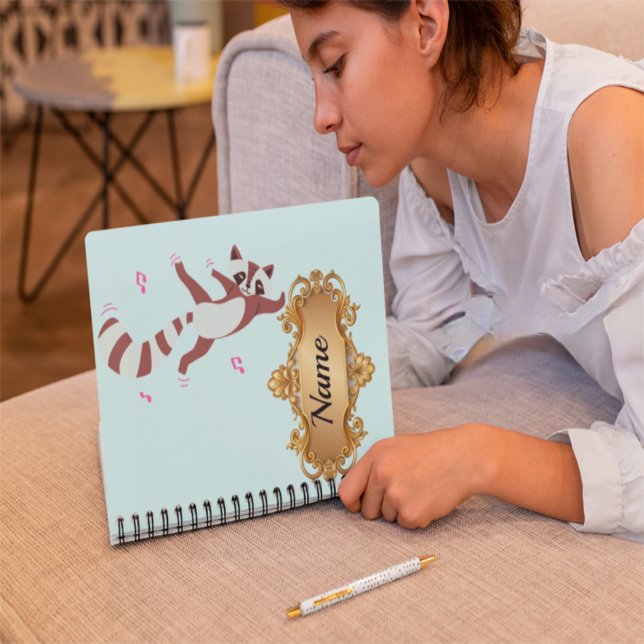 Whimsical Watercolor Dancing Raccoon" Artist Noteb (Créateur téléchargé)