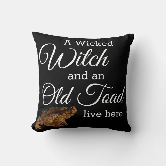 Whimsical Wicked Witch et Old Toad Coussin (Recto)