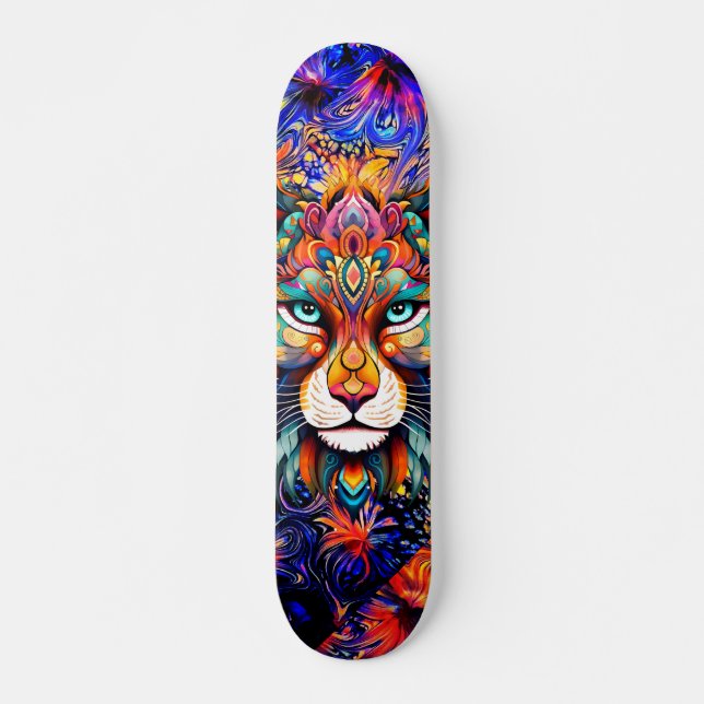 Whimsical Wild Tiger Abstrait Art Skateboard Deck (Devant)