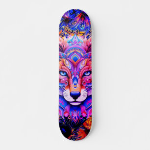 Whimsical Wild Wolf Abstrait Art Skateboard Deck