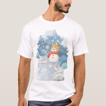 Whimsical Winter Wonderland Snowman T-shirt homme