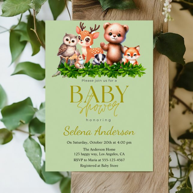 Whimsical Woodland Animals Baby Shower Invitation  (Créateur téléchargé)