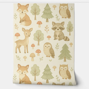 Whimsical Woodland Animaux Pépinière Papier peint