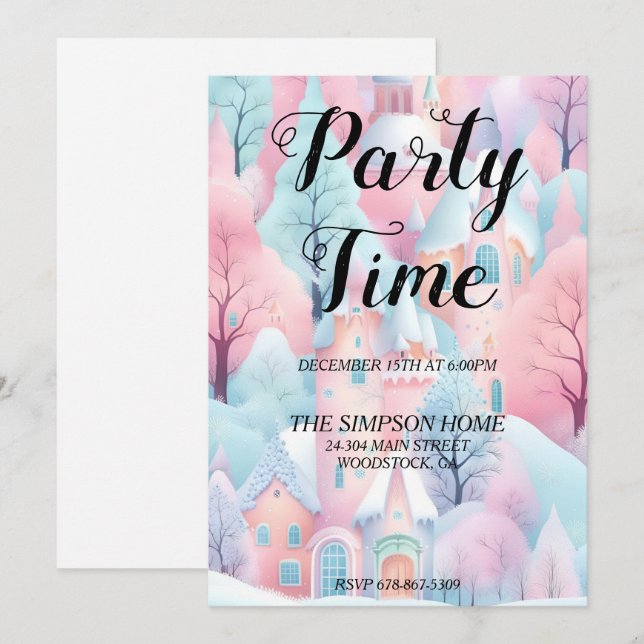 Whimsland Winter Wonderland Noël Invitation (Devant / Derrière)