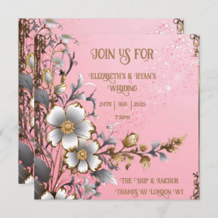 Whimssal Floral Rose Romance Faire-part de mariage