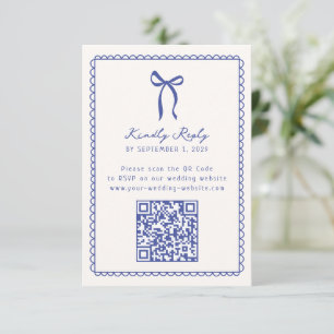 Whimssc, bleu Main dessinée Mariage QR code Rsvp