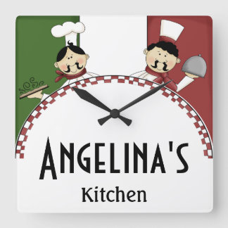 Whimssical Chef Italien Carré Horloge murale