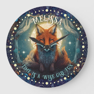 Whimsslit Lune Fox Mur Horloge AI Art Design