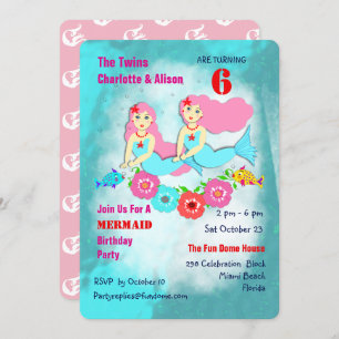 Whimsy Mermaid Invitation de fête d'anniversaire