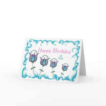 Whimsy Tulips - Bonne carte de voeux d'anniversair
