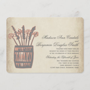 Whiskey Baril de blé Rustic Wedding Invitations