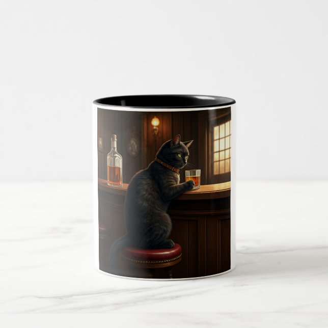 Whiskey Cat : Mug de café à deux tons (Centre)
