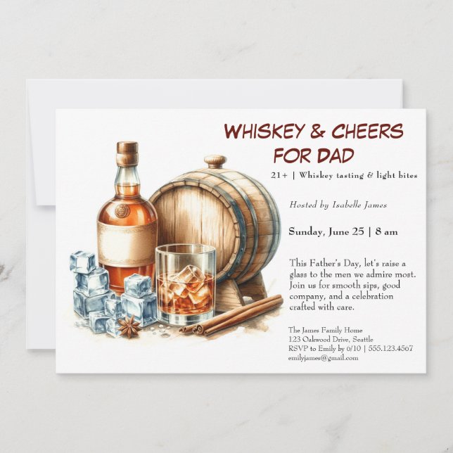 Whiskey & Cheers – Invitation de la fête des Pères (Devant)