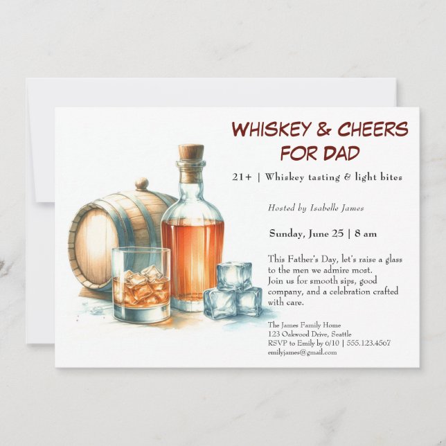 Whiskey & Cheers – Invitation de la fête des Pères (Devant)