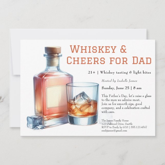 Whiskey & Cheers – Invitation de la fête des Pères (Devant)