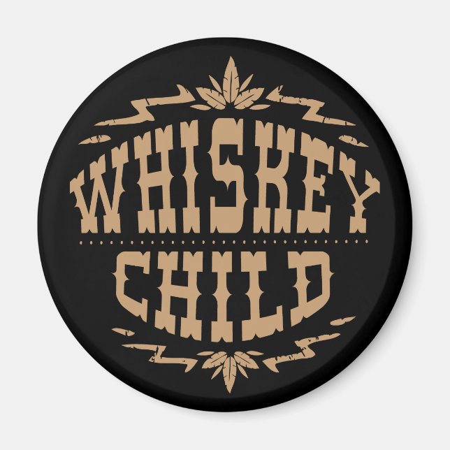 WHISKEY CHILD - Magnet noir avec logo de récolte d (Devant)