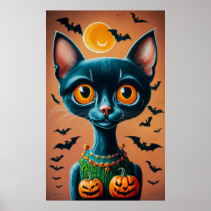 Whispers de minuit : Poster de chat noir Halloween